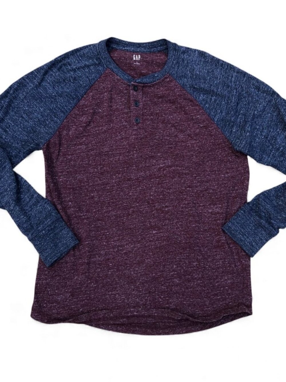 GAP Henley Long Sleeve Shirt Men's MEDIUM Colorblock Button